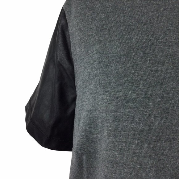 J. Crew Gray/Black Faux Leather Sleeves Medium - Picture 3 of 7